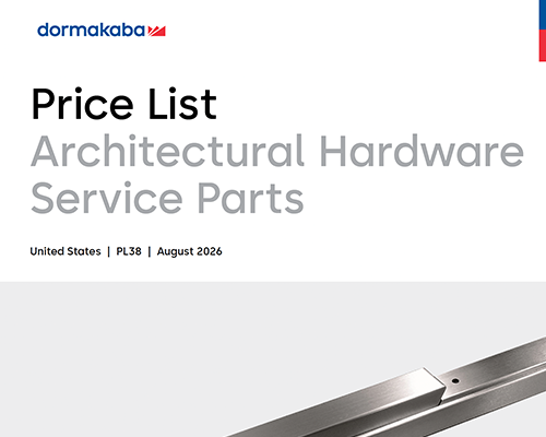 Dormakaba Architectural Service Parts Price Book 08-2026