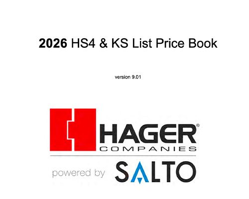 Hager HS4 & KS List Price Book 2026